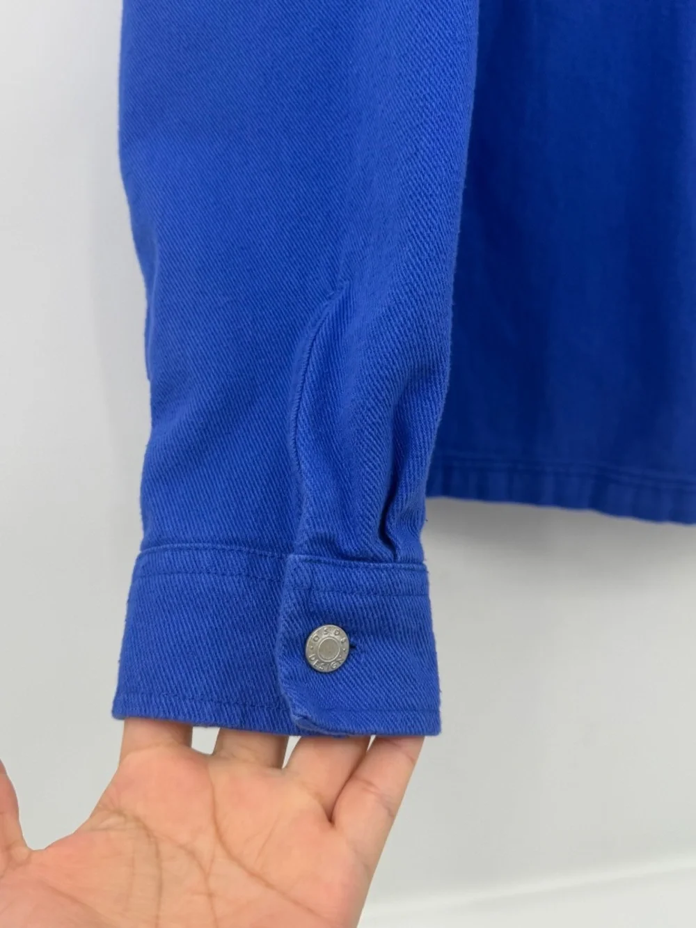 Asos Jacket Men Medium Blue Canvas Button Up Long Sleeve Shirt 90s Hiphop Y2K
